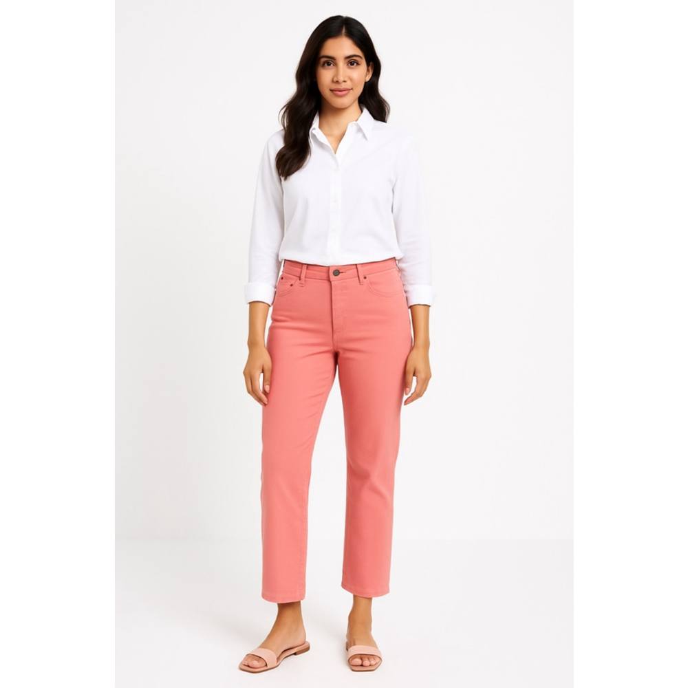 Talbots Petite Straight Leg Cropped Jeans Coral Pink Size 6P